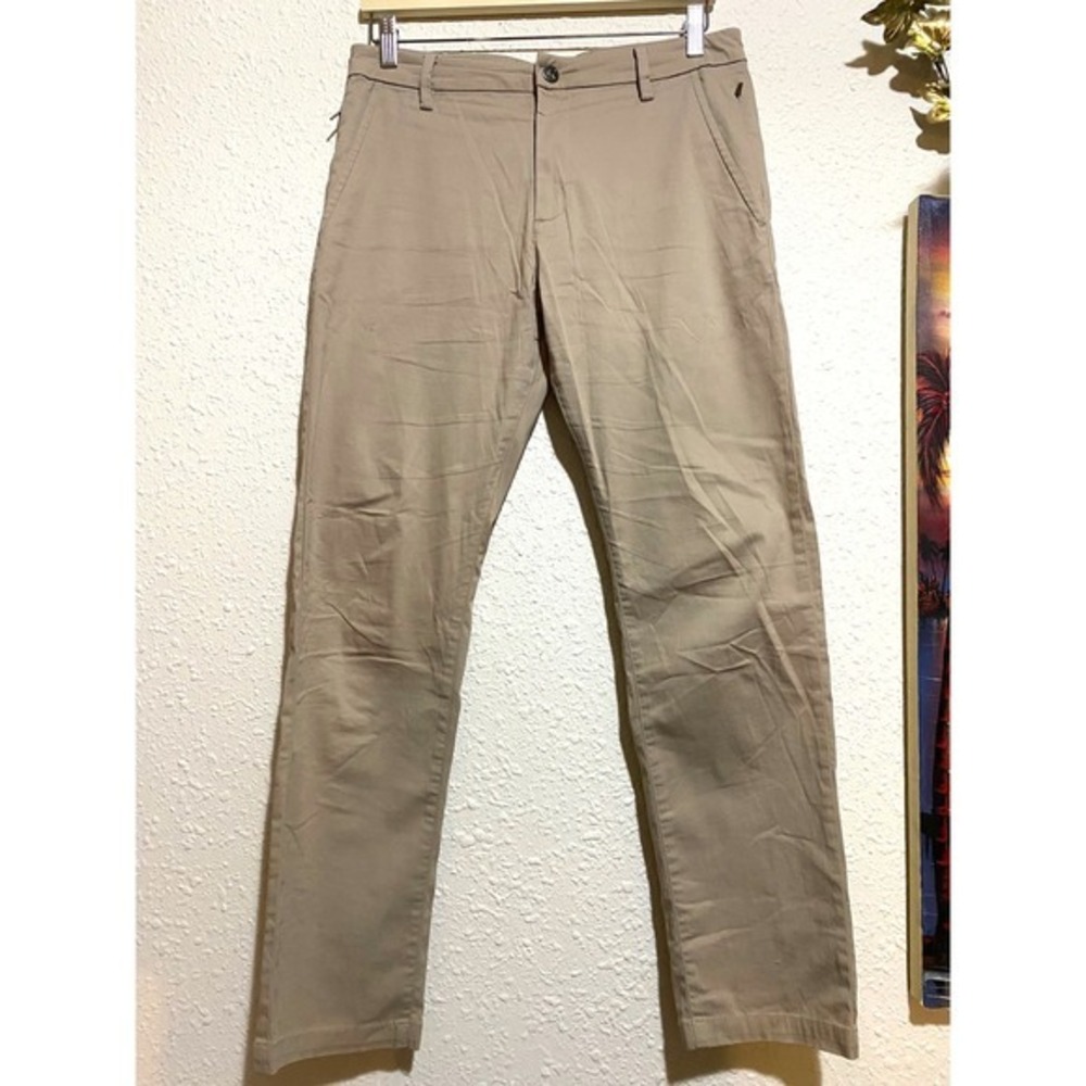 Birddogs Men Khaki Chino Pants Tan Slim Fit Stretch 30x30 Side Zip Pocket